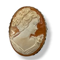 Brooch Mandile 1922 Woman Cammei  in Silver Conchiglia 2MSPC22